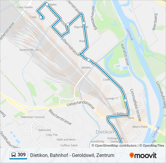 309 bus Line Map