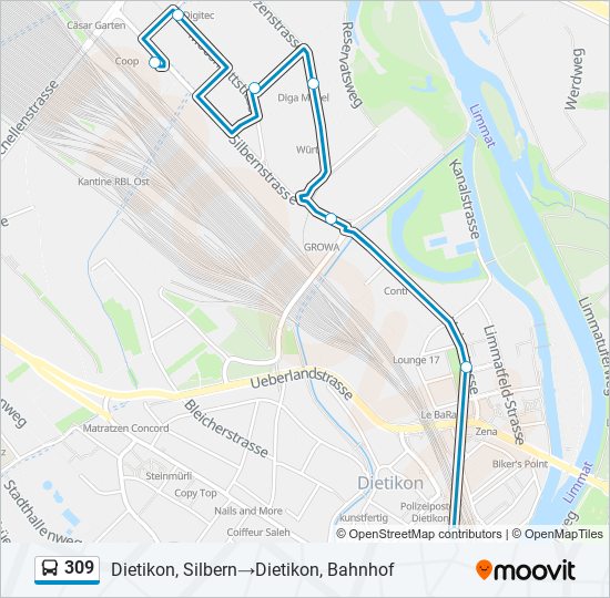 309 bus Line Map