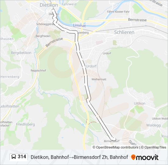314 Bus Line Map
