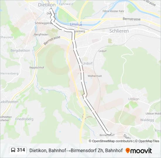 314 Bus Line Map