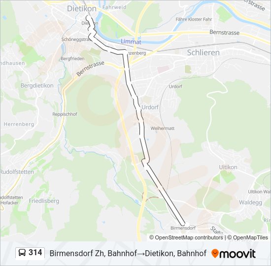 314 Bus Line Map