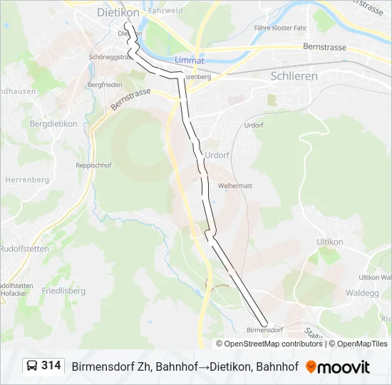314 Bus Line Map