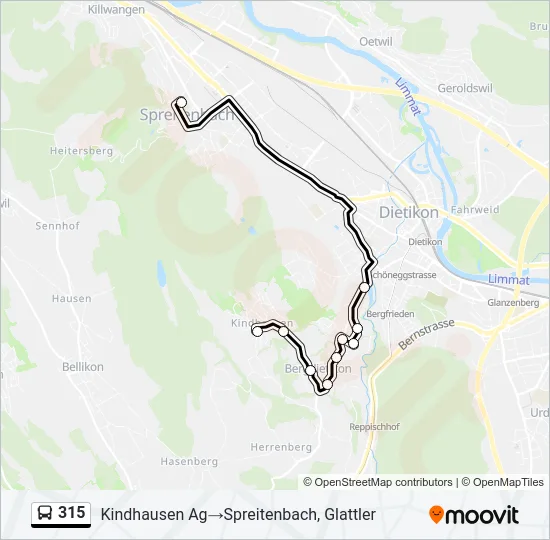315 Bus Line Map