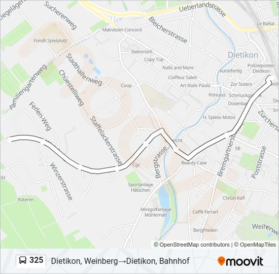 Plan de la ligne 325 de bus