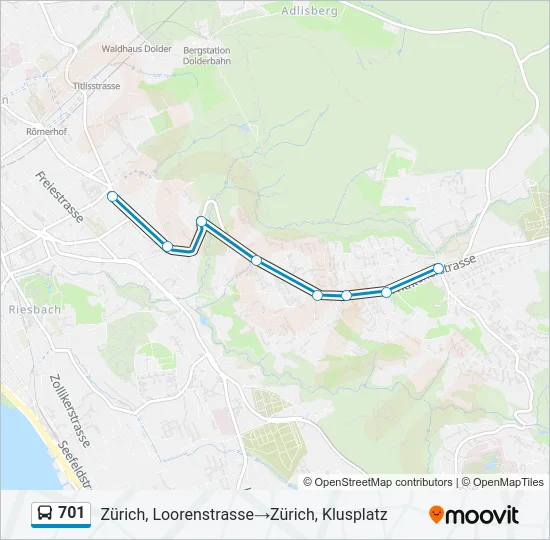 701 Bus Line Map