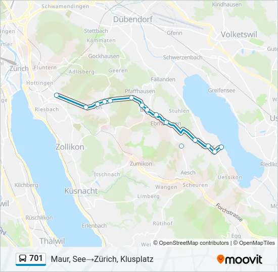 701 Bus Line Map