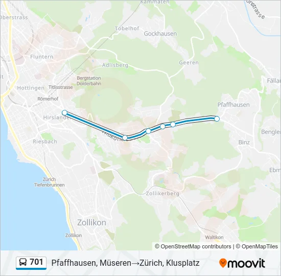 701 Bus Line Map