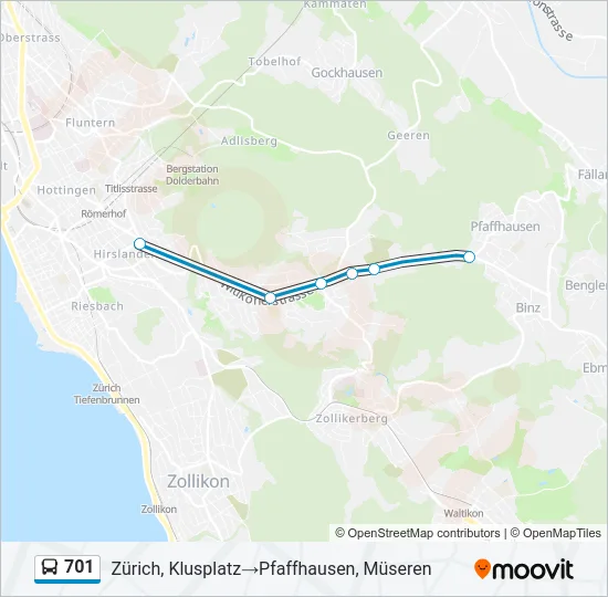 701 Bus Line Map