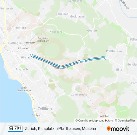 701 Bus Line Map