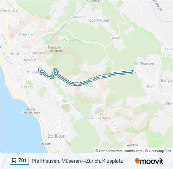 701 Bus Line Map