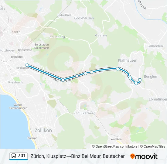 701 Bus Line Map