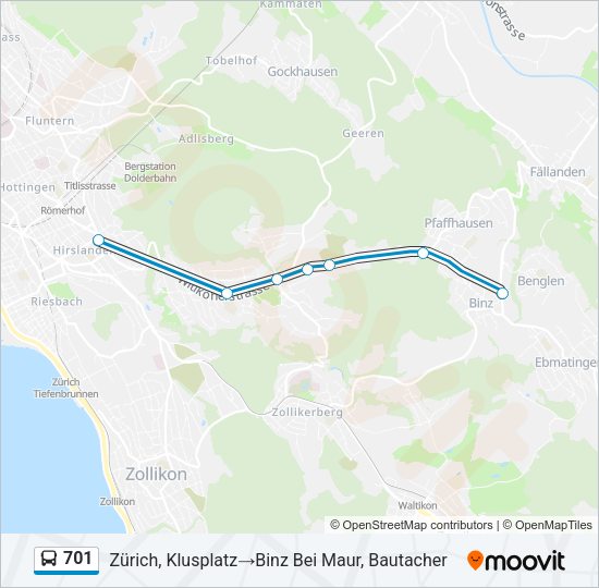 701 Bus Line Map