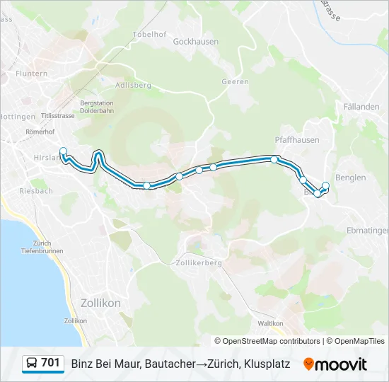 701 Bus Line Map
