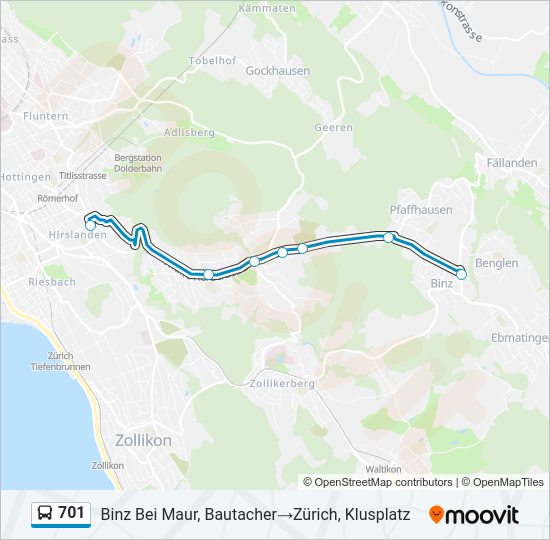 701 Bus Line Map