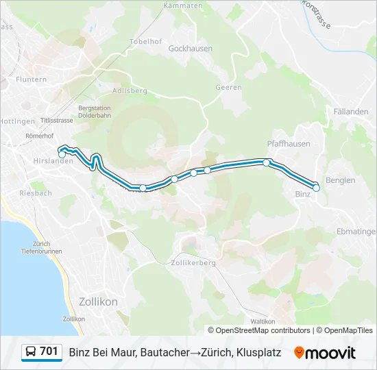 701 Bus Line Map