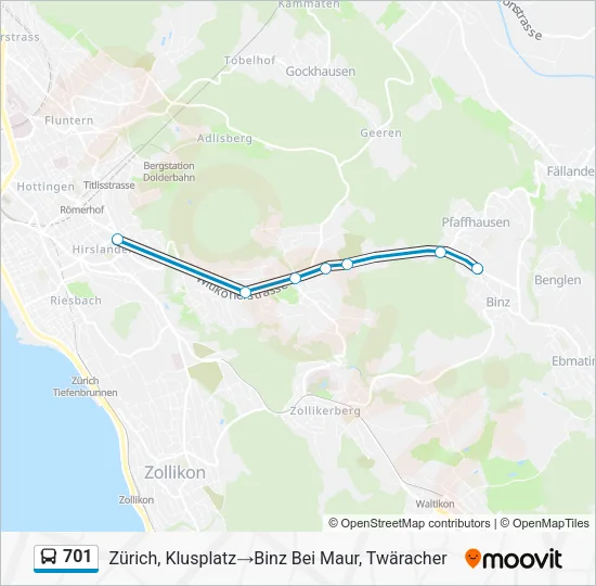 701 Bus Line Map