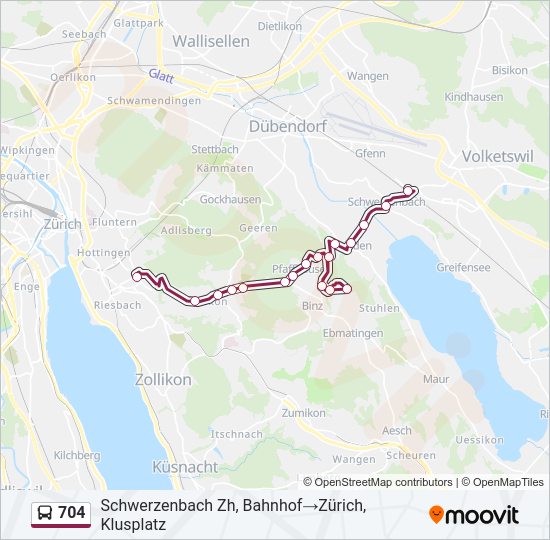 704 Bus Line Map