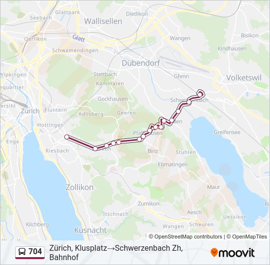 704 Bus Line Map