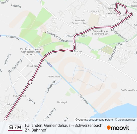 704 bus Line Map