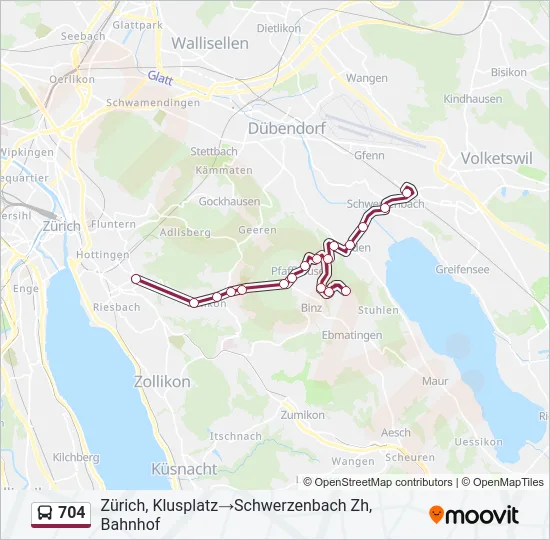 704 Bus Line Map