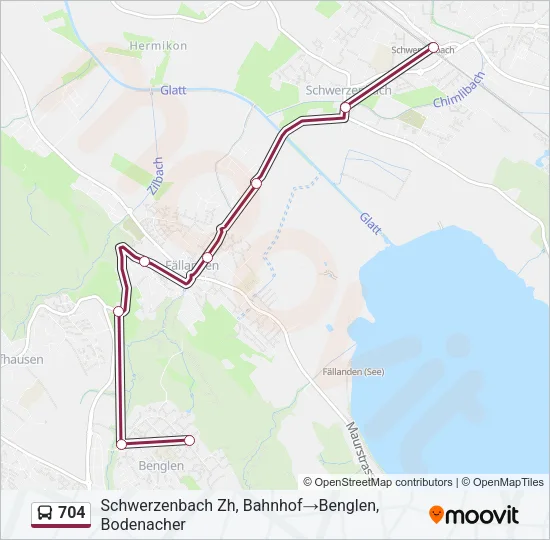 704 Bus Line Map