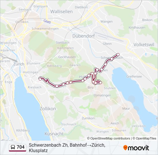 704 Bus Line Map