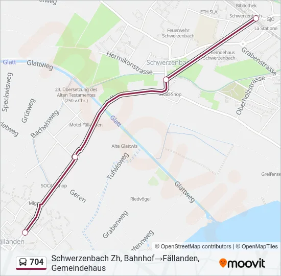 704 Bus Line Map