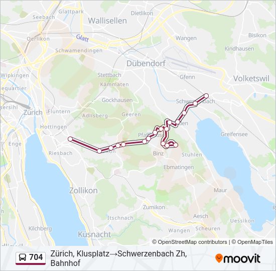 704 Bus Line Map