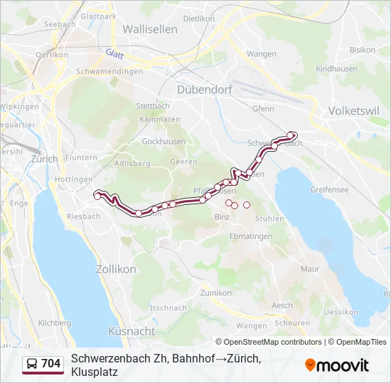 704 Bus Line Map