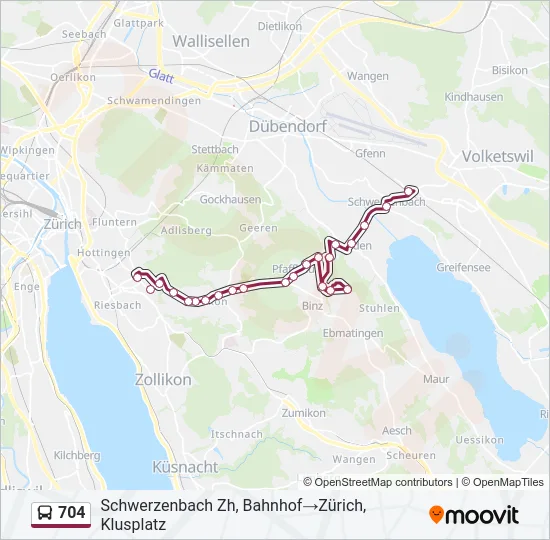 704 Bus Line Map