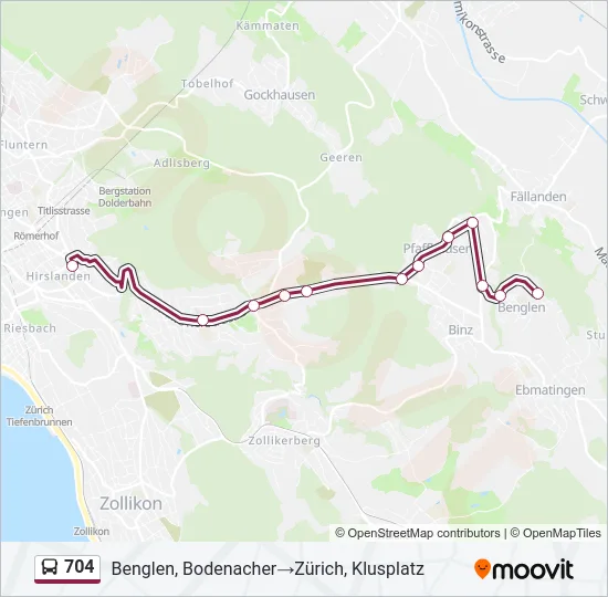 704 Bus Line Map