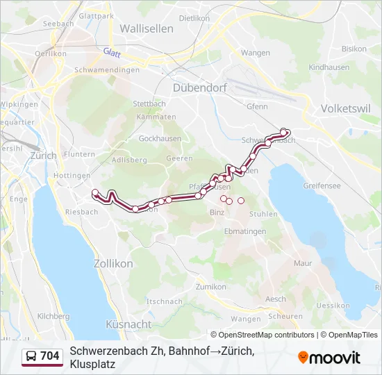 704 Bus Line Map