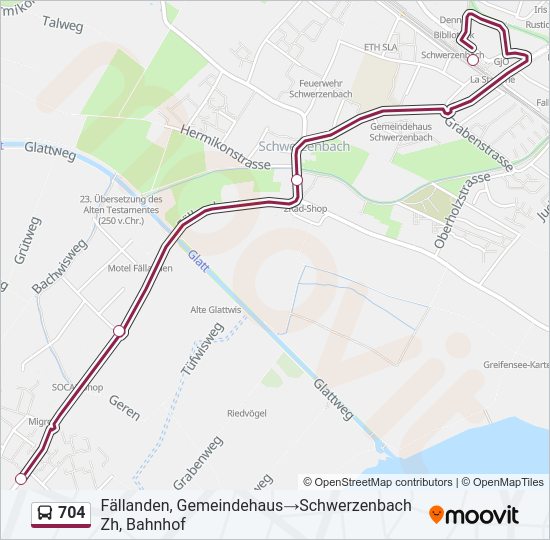 704 Bus Line Map