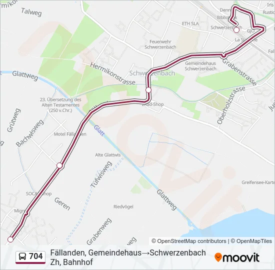 704 Bus Line Map