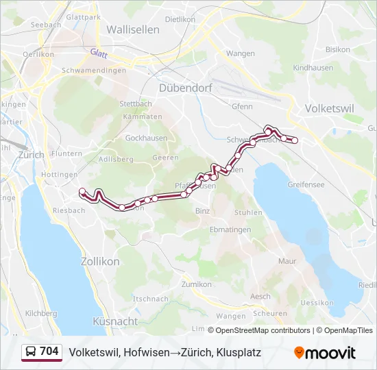 704 Bus Line Map