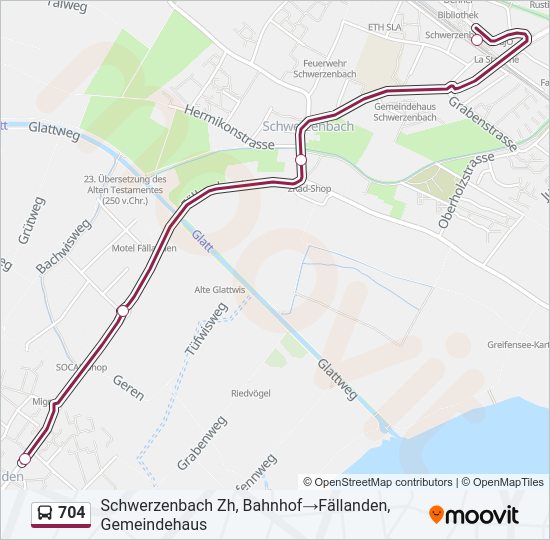 704 Bus Line Map