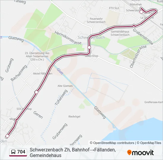 704 Bus Line Map