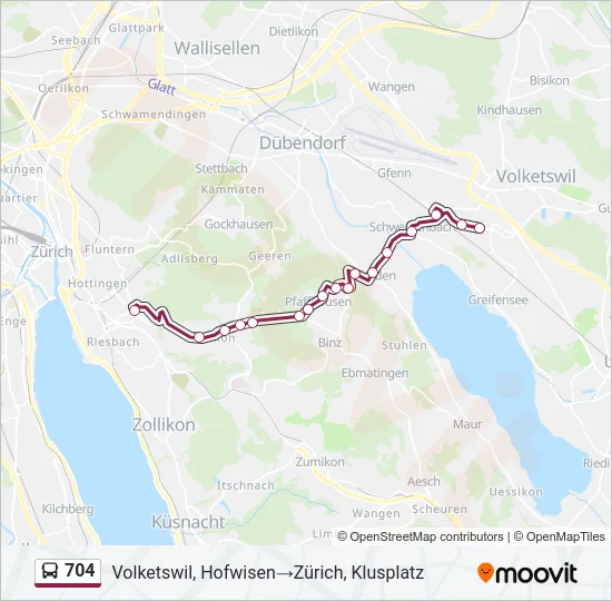 Plan de la ligne 704 de bus