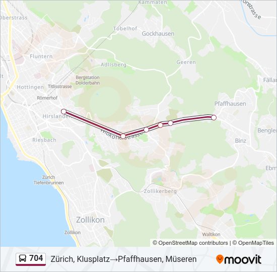 704 Bus Line Map