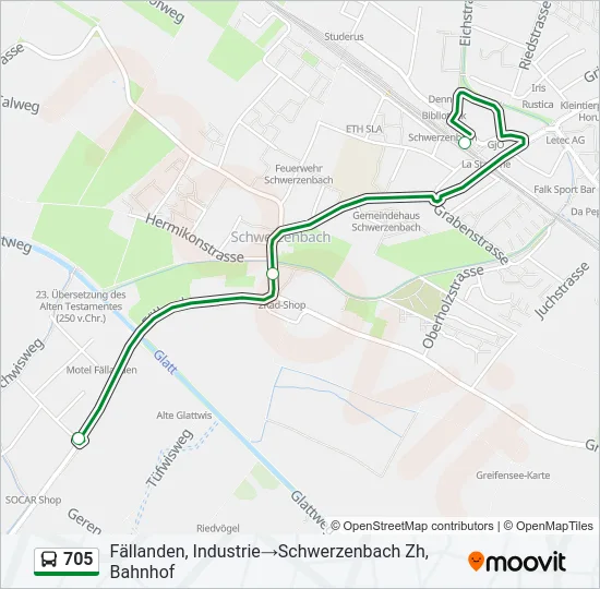 705 Bus Line Map