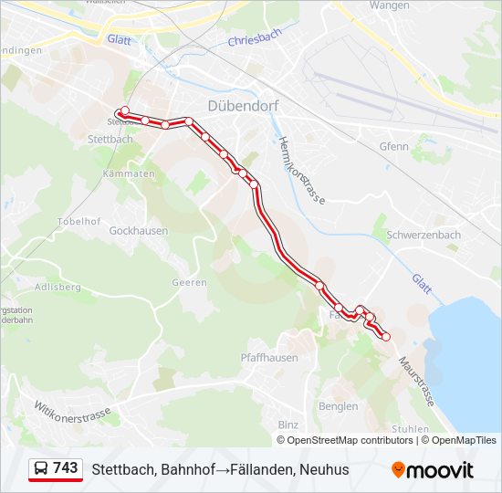 743 Bus Line Map