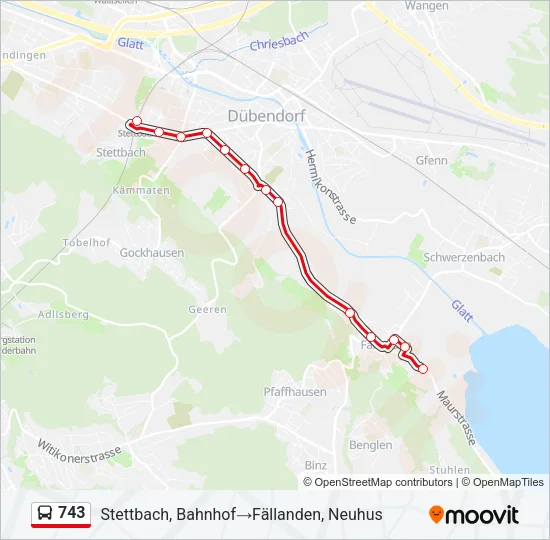 743 Bus Line Map