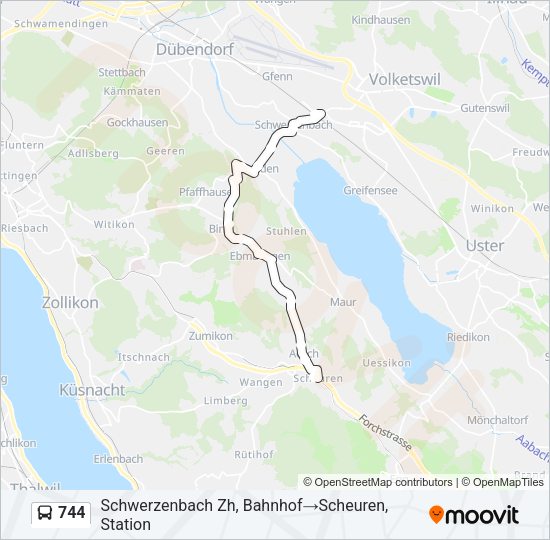 744 Bus Line Map