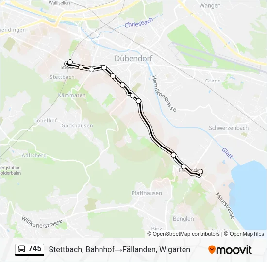 745 Route: Schedules, Stops & Maps - Stettbach, Bahnhof‎→Fällanden ...