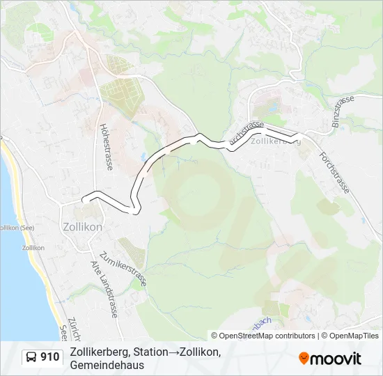 Plan de la ligne 910 de bus
