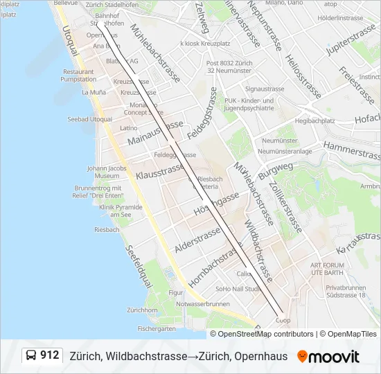 912 Bus Line Map