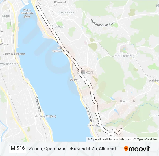 916 Bus Line Map