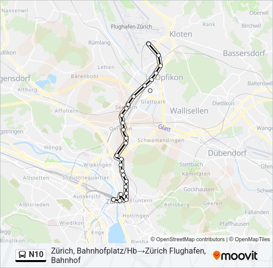 N10 Bus Line Map