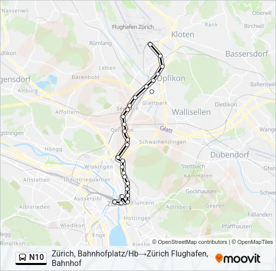 N10 Bus Line Map