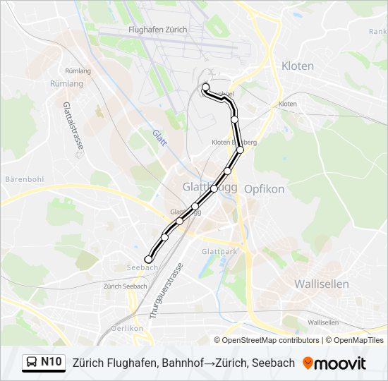 N10 Bus Line Map